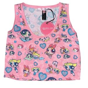 NWT 2021 Dolls Kill x The Powerpuff Girls Pillow Fighters Pajama Tank Top crop L